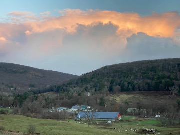 Aerial view of the 412-acre farm