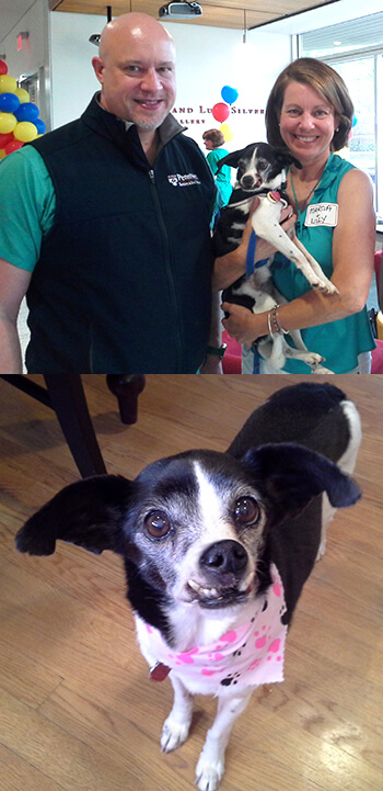 Dr. Alexander Reiter, Marcia Nordgren, and Lilly posed together at the Best Friends Bash.