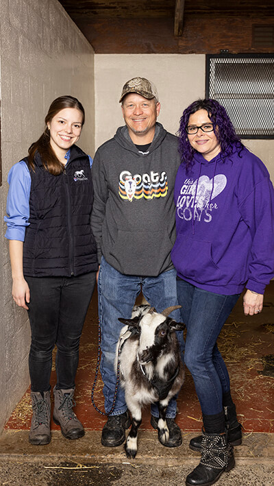 Milkshake’s greatest champions (l to r): Dr. Leduc with the kid’s owners Rick Bodine and Jessica Kurczeski