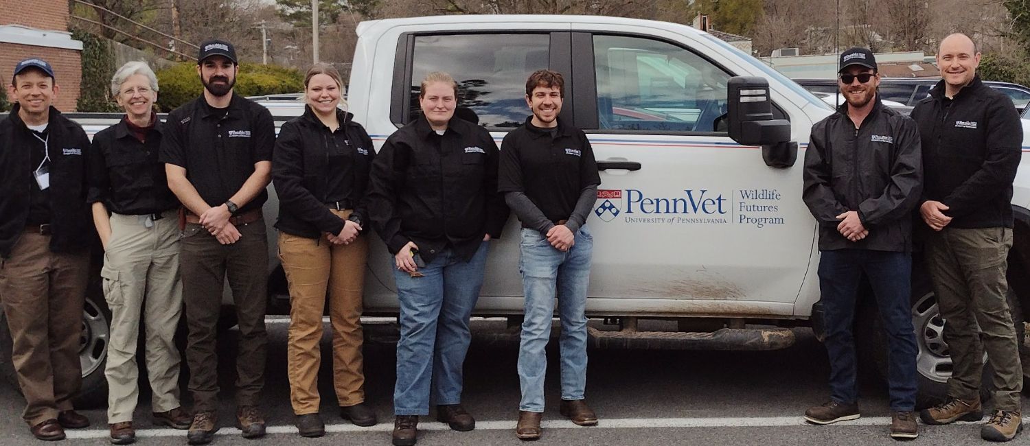 People who work for Wildlife Futures Program standing in front of a truck.